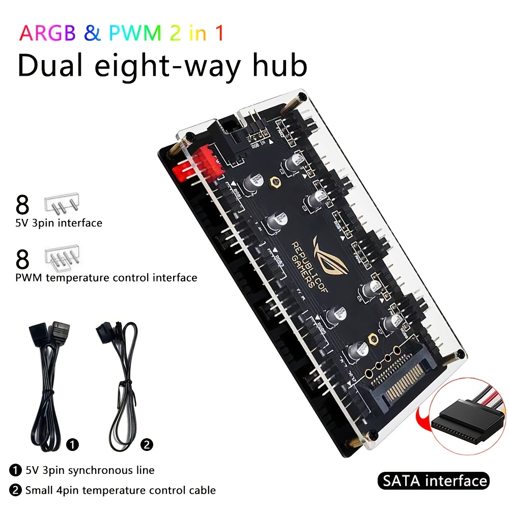 Fan Hub Rgb Controller - Çift 8 Bağlantı Noktalı Fan Hub'ı